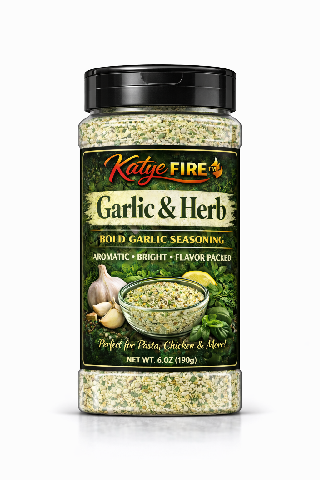 Bottle of Garlic & Herb bold garlic seasoning